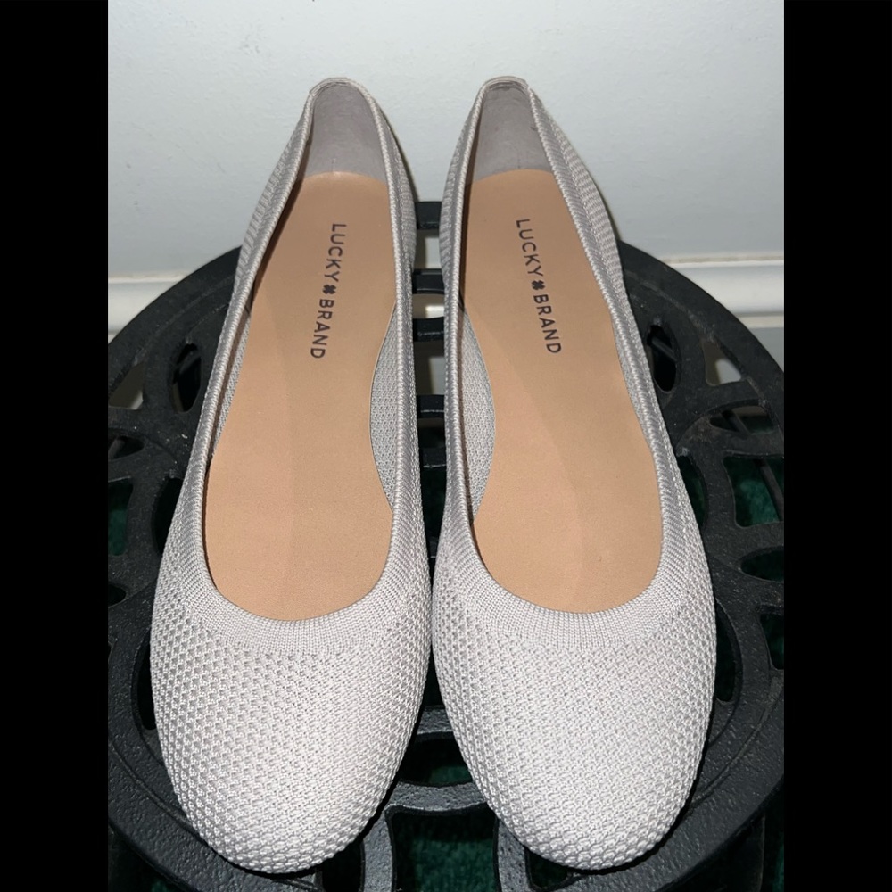🤍🤍LUCKY BRAND LP ERIN BALLET FLAT KNIT STYLE LIGHT GRAY BRAND NEW BOHO C…